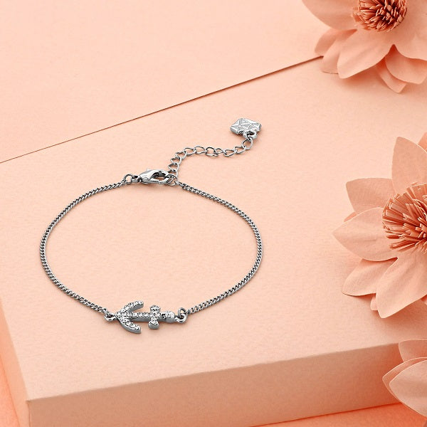 Anchor Bracelet in Rhodium Plating