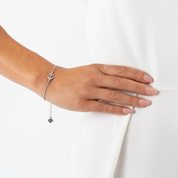 Anchor Bracelet in Rhodium Plating