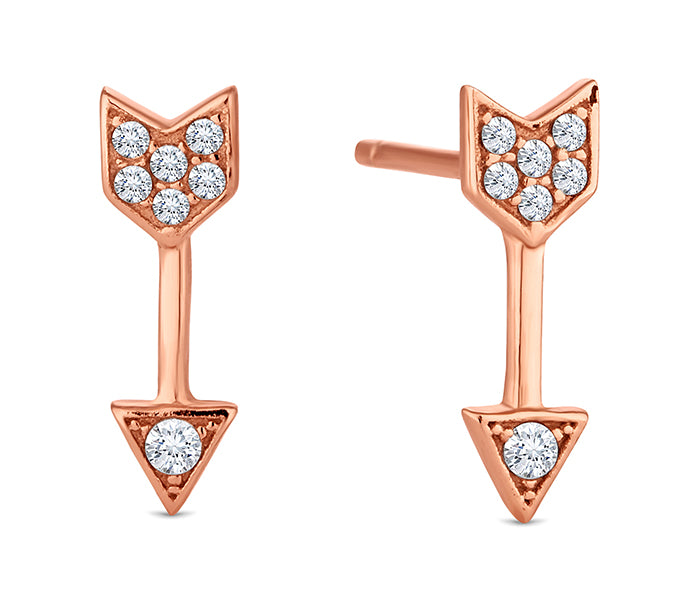Arrow Stud Earrings in Rose Gold Plate