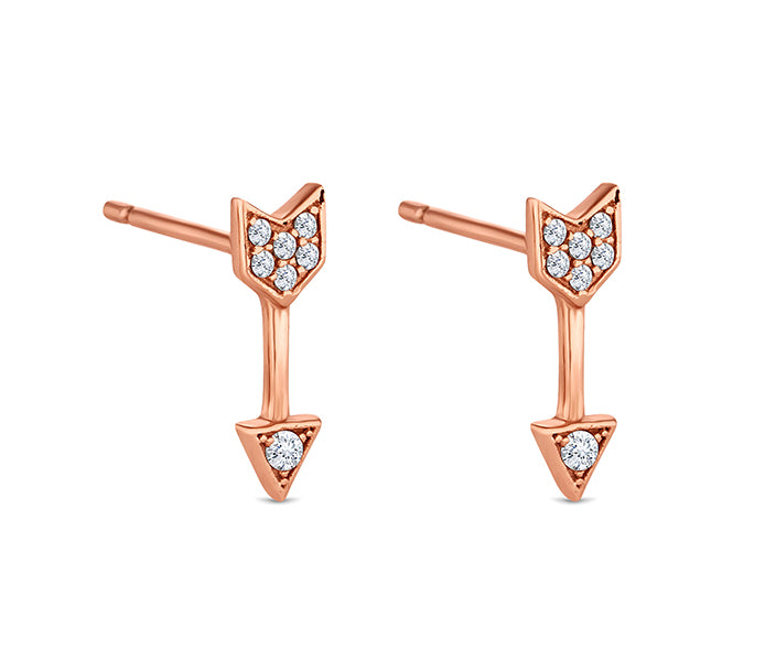 Arrow Stud Earrings in Rose Gold Plate