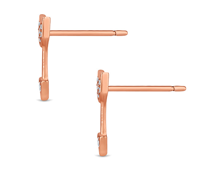 Arrow Stud Earrings in Rose Gold Plate