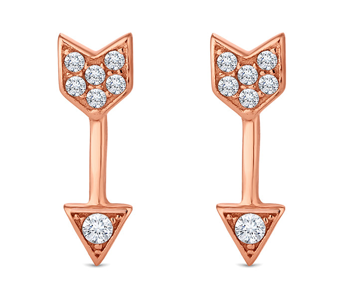 Arrow Stud Earrings in Rose Gold Plate