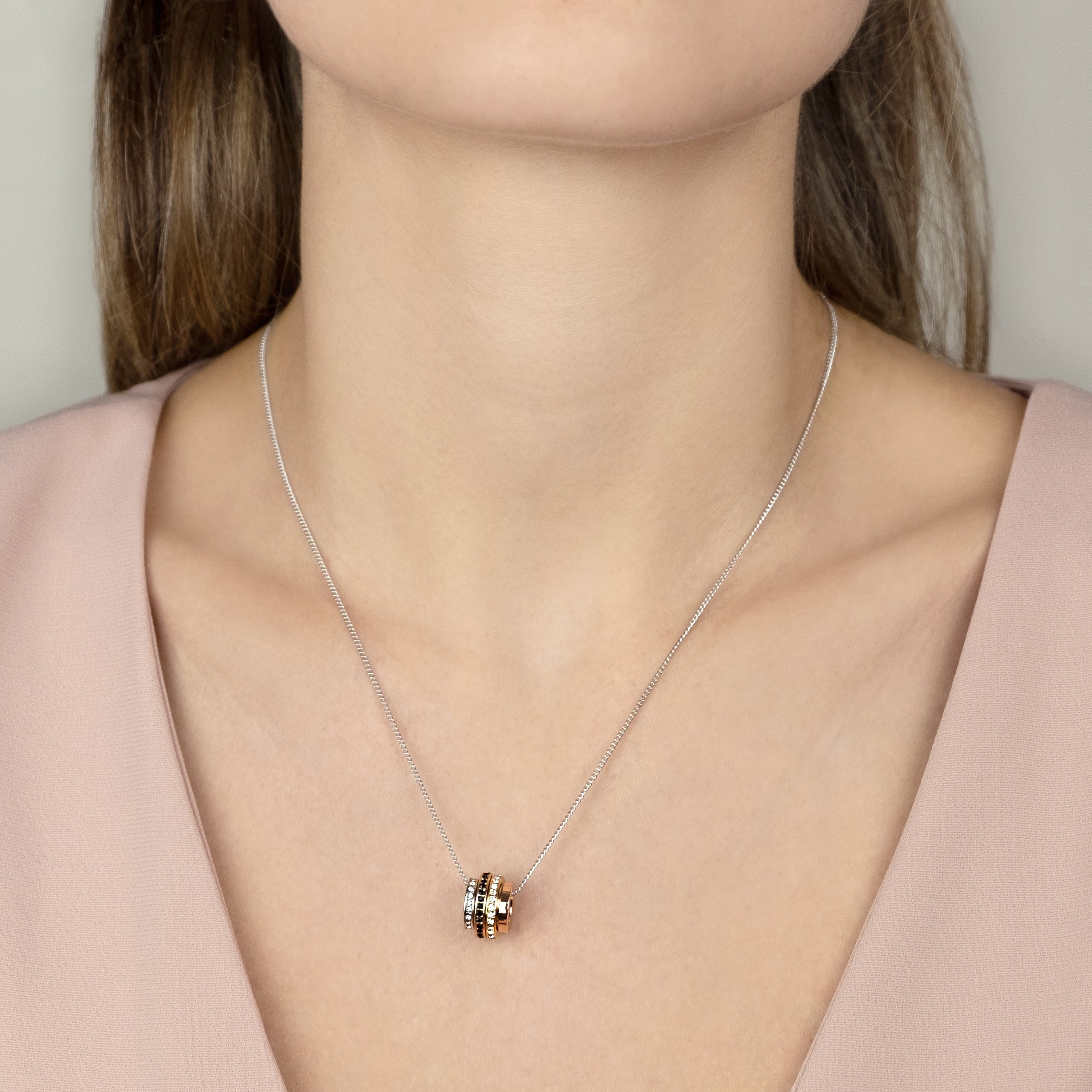 Barrel Necklace in Mixed Plating with Crystals