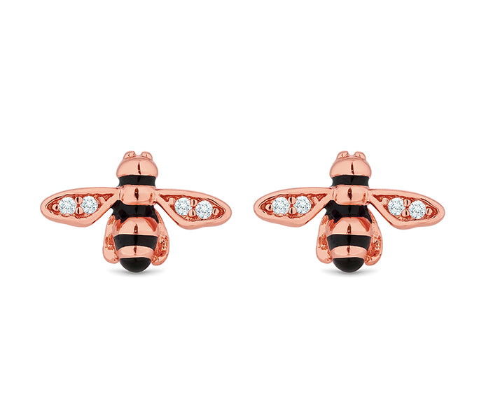 Bee Earrings in Rose Gold Plating