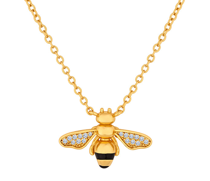 Bee Pendant in Gold Plating with Crystals