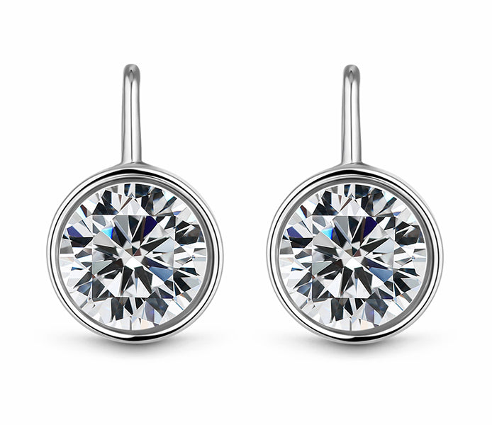Bella Crystal drop earring in rhodium plating