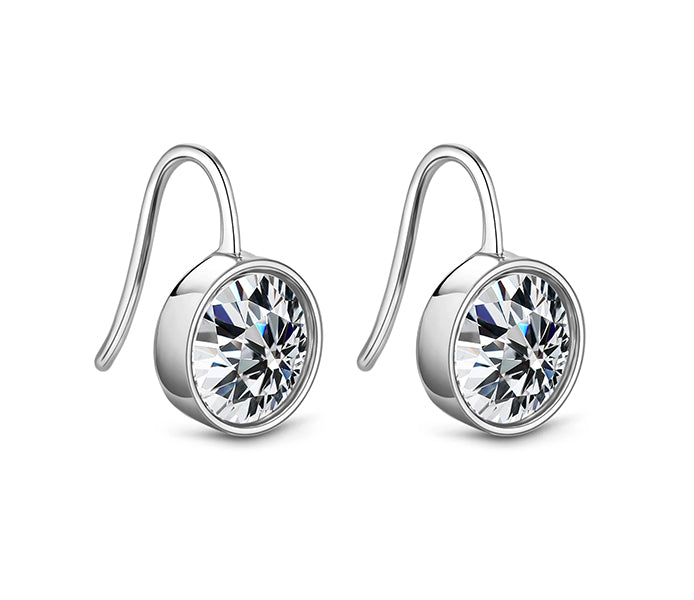 Bella Crystal drop earring in rhodium plating