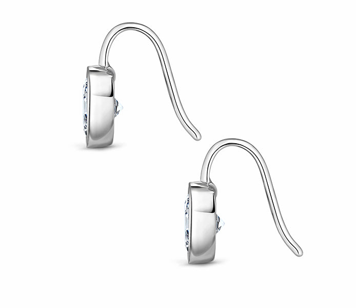 Bella Crystal drop earring in rhodium plating