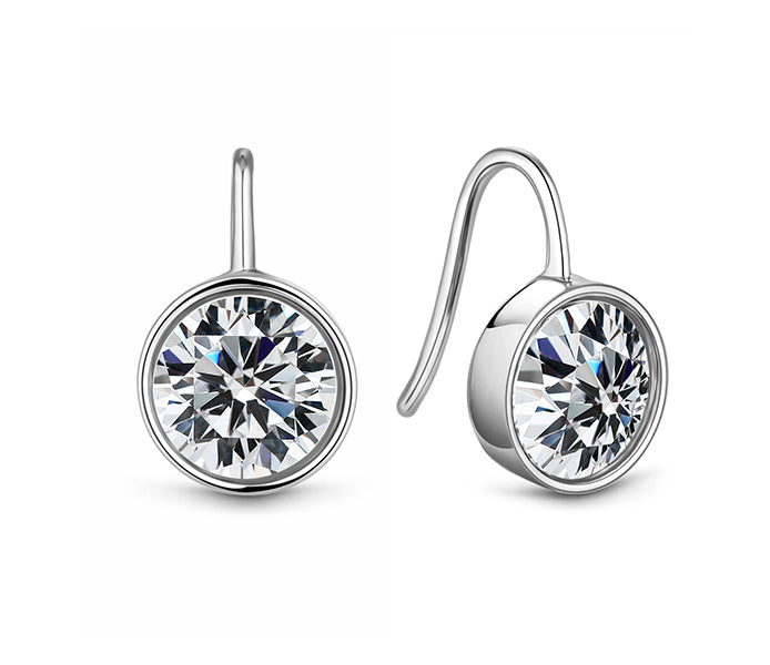 Bella Crystal drop earring in rhodium plating