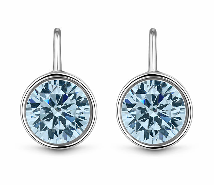 Bella earrings in rhodium plating with aquamarine
