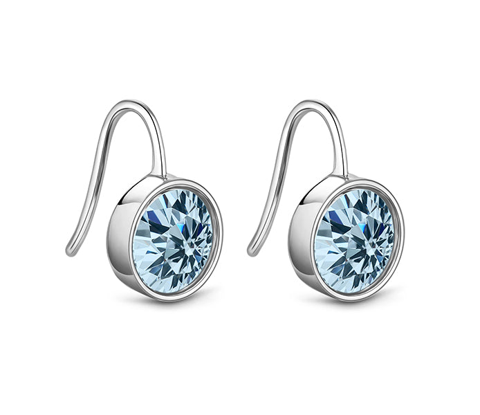 Bella earrings in rhodium plating with aquamarine