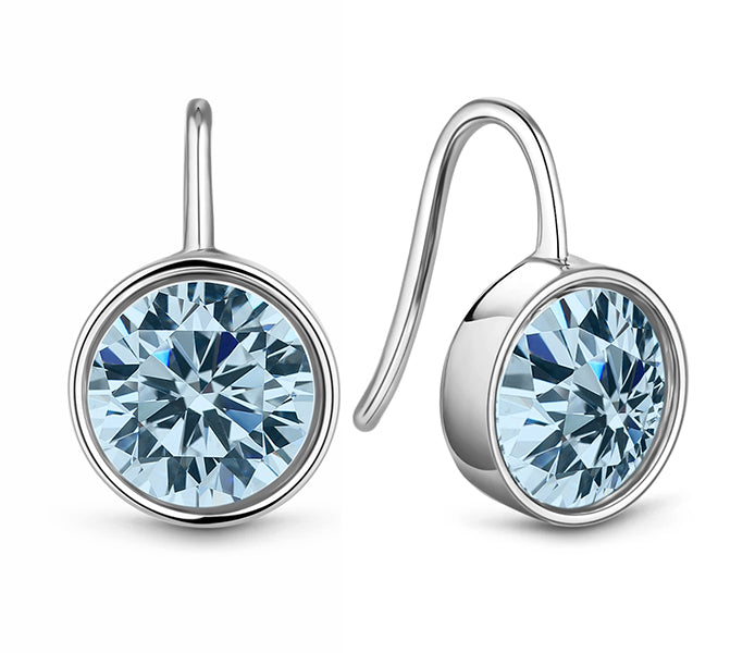 Bella earrings in rhodium plating with aquamarine