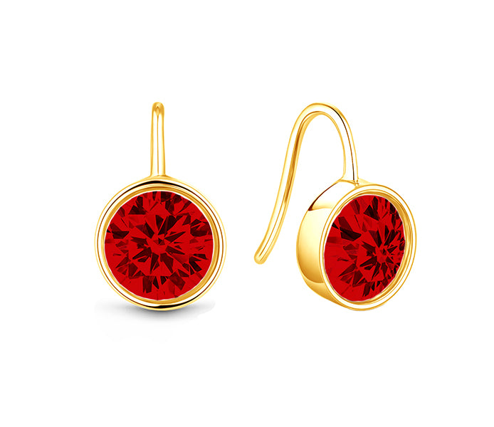 Bella Red Crystal drop earrings in gold plating