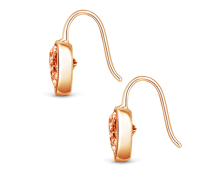 Bella heart earrings in rose gold plating with ros