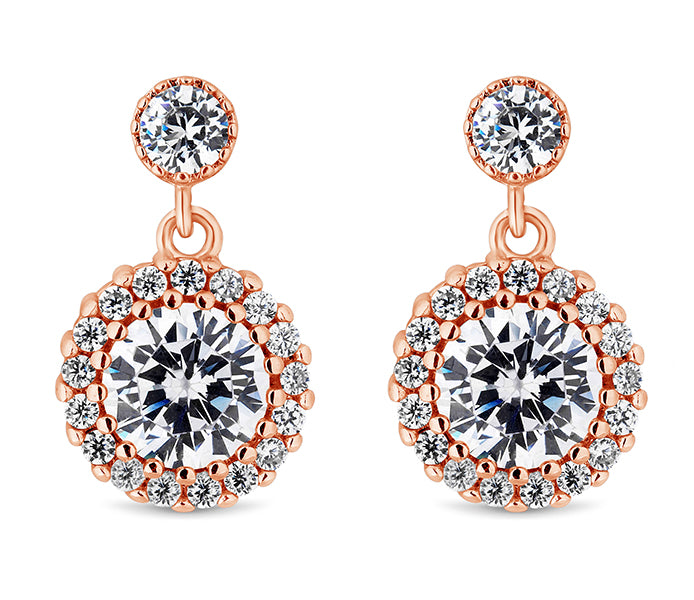 Blossom Drop Earrings in Rose Gold Plating