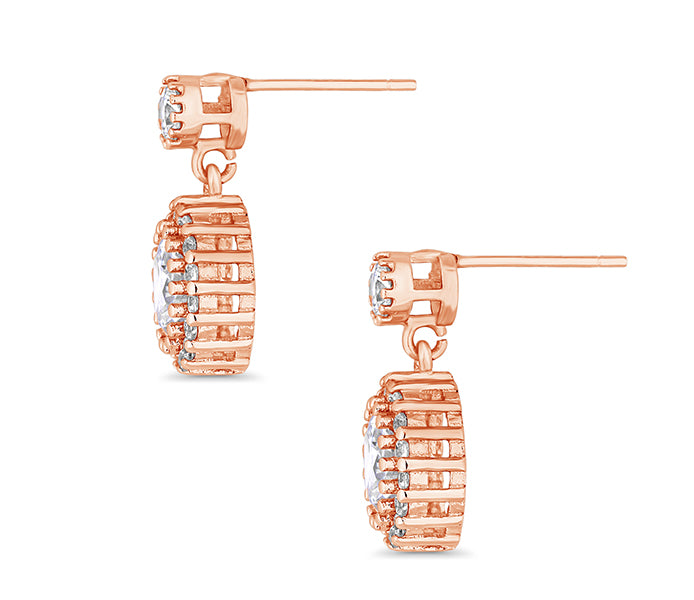Blossom Drop Earrings in Rose Gold Plating