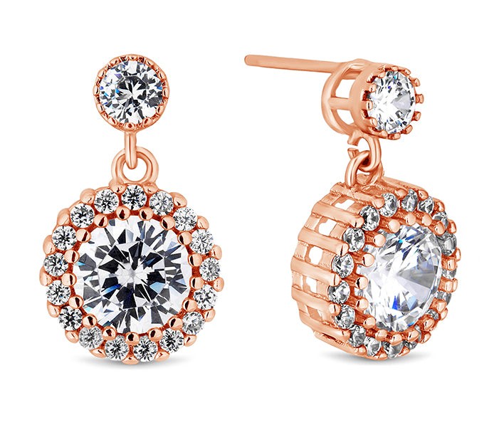 Blossom Drop Earrings in Rose Gold Plating