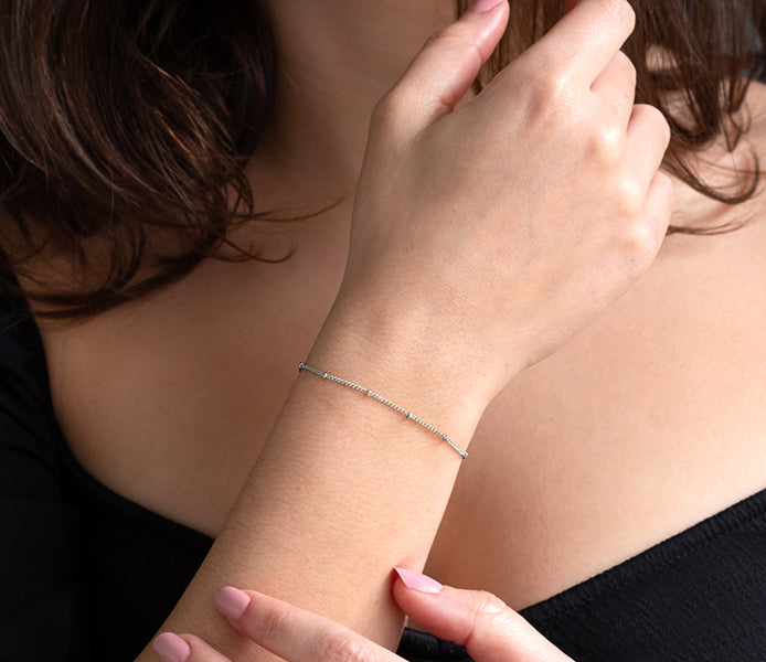 Bobble bracelet in rhodium plating