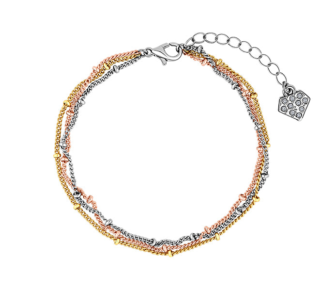 Triple bobble bracelet in gold, rose and rhodium p