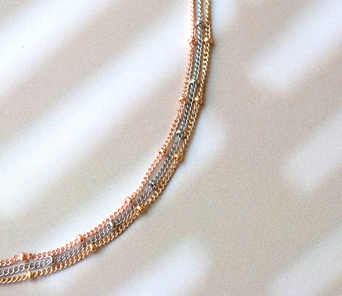 Triple bobble bracelet in gold, rose and rhodium p