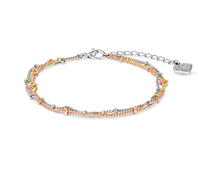 Triple bobble bracelet in gold, rose and rhodium p