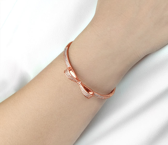 Bow Bangle in Rose Gold Plating