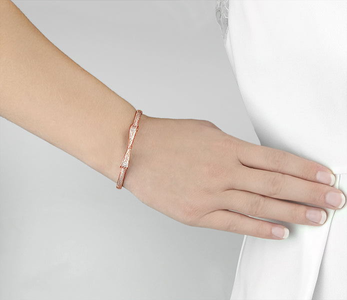 Bow Bangle in Rose Gold Plating