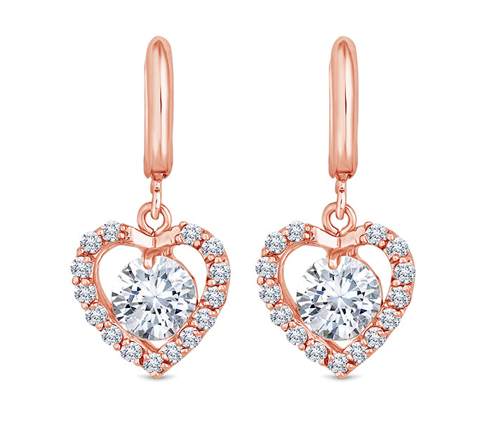 Caged Heart Earrings in Rose Gold Plating