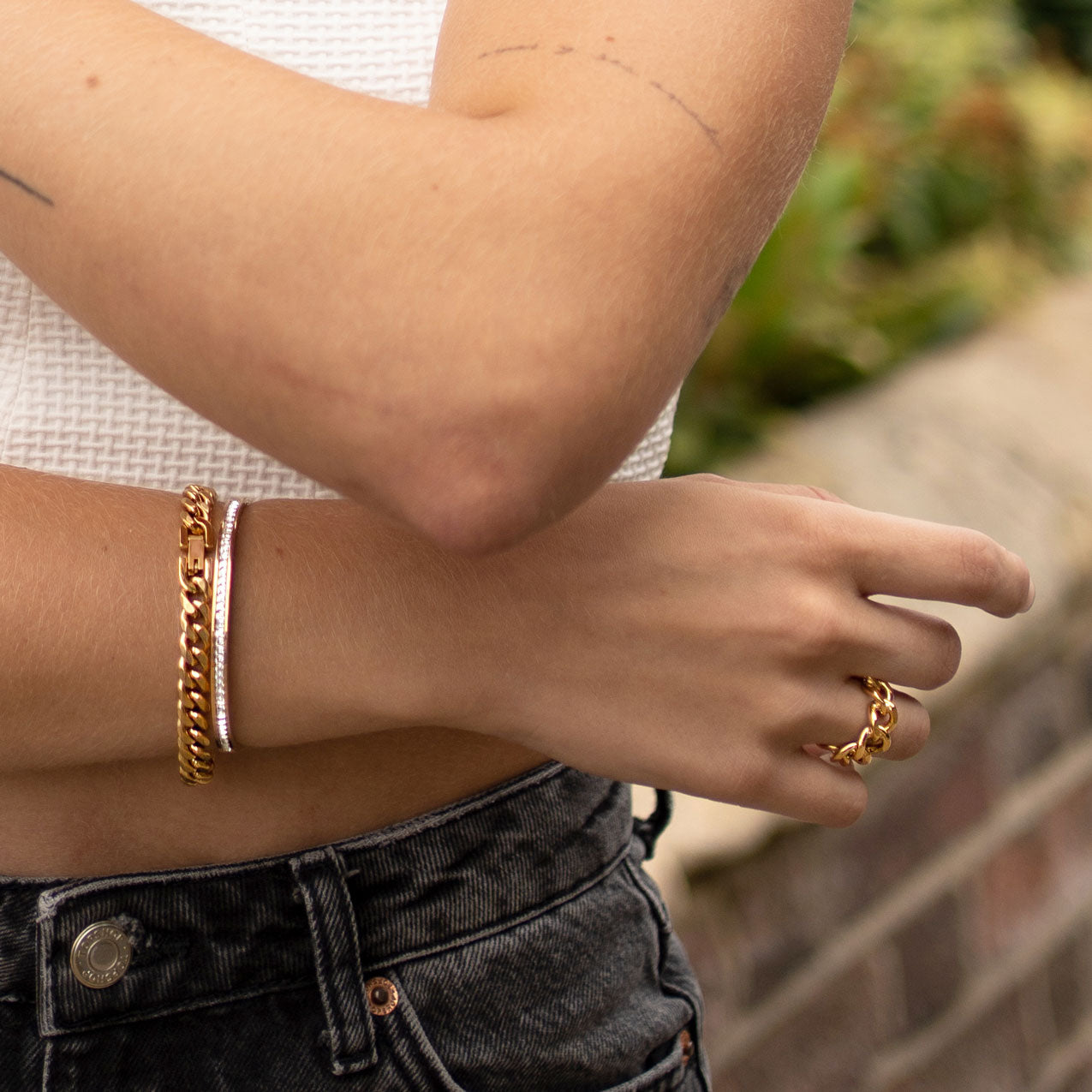CHAINS RING - GOLD, SIZE 7