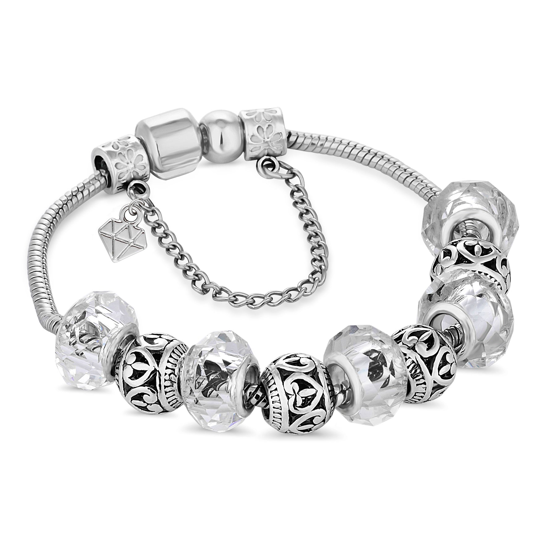 Charm Bracelet with Clear Charms