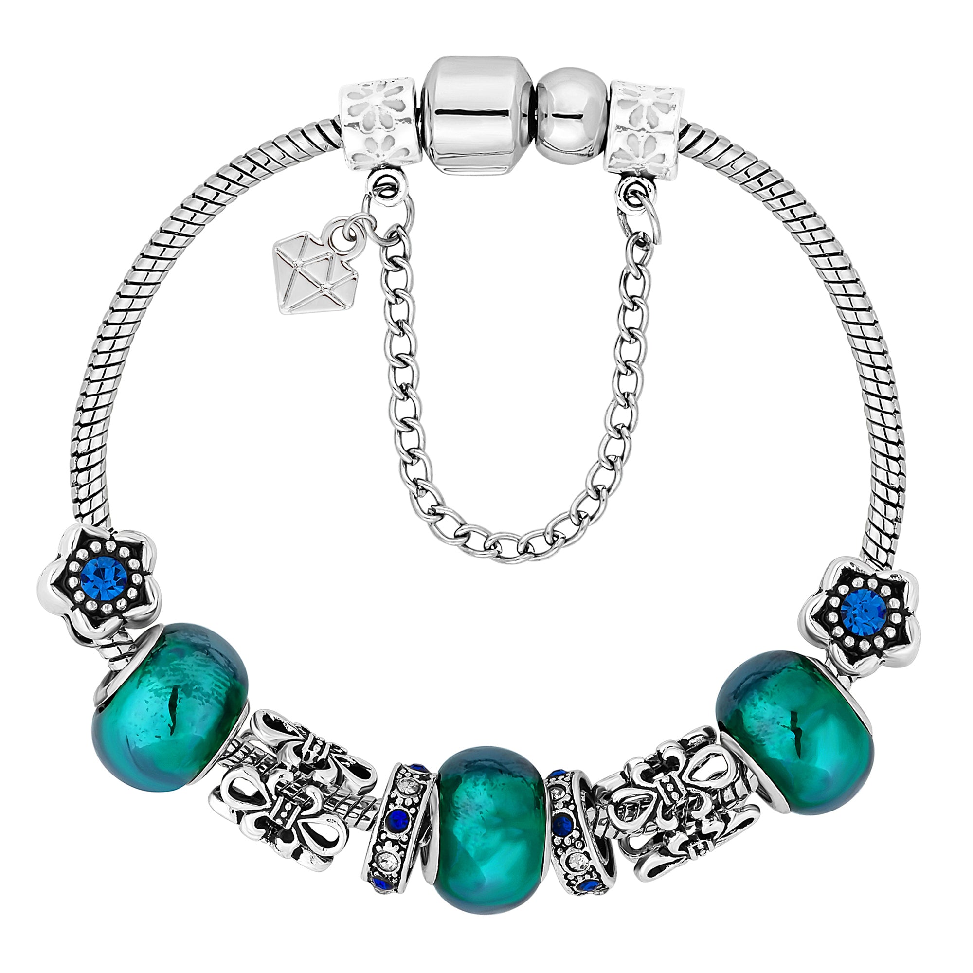 Charm Bracelet with Blue Charms