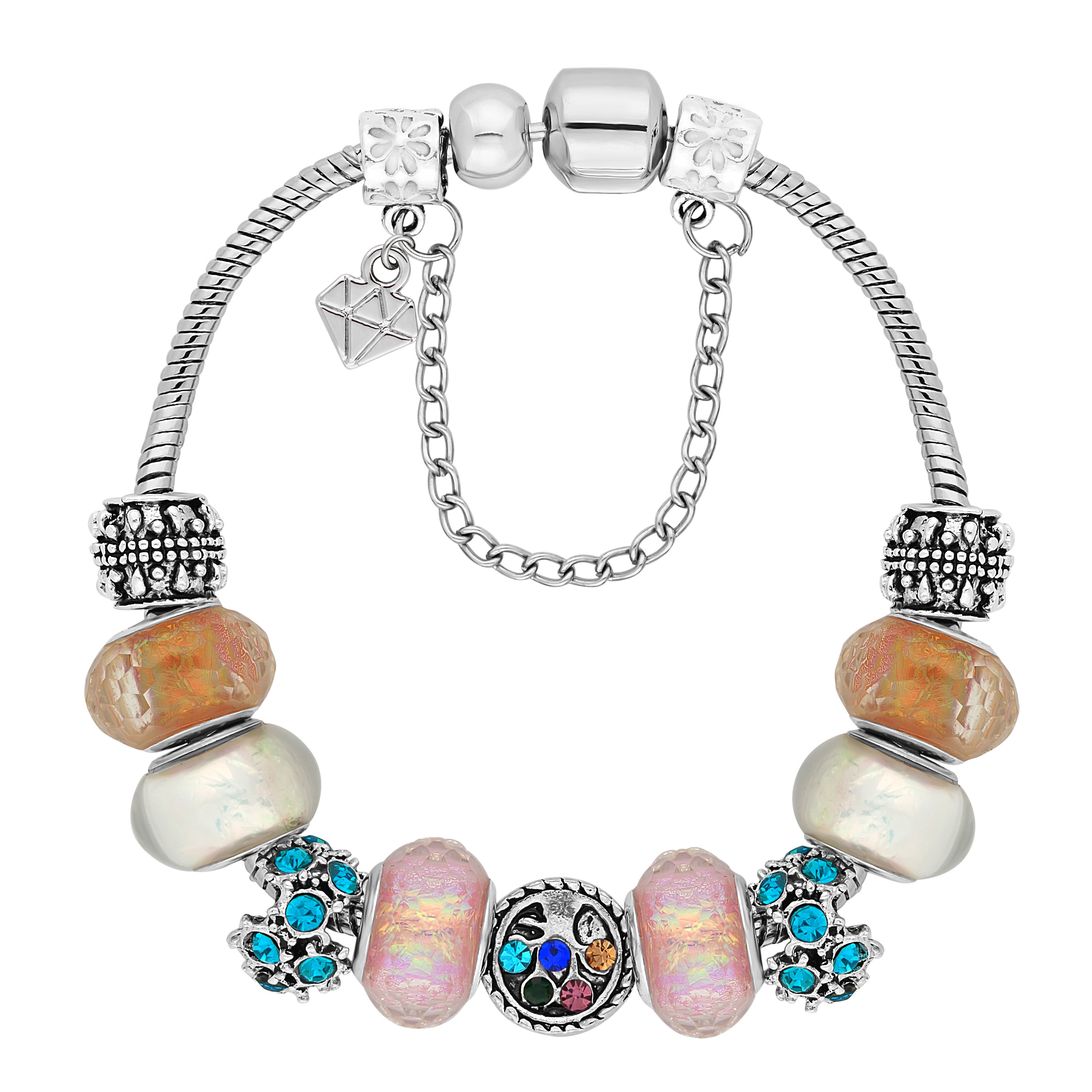 Charm Bracelet with Multi Coloured Charms