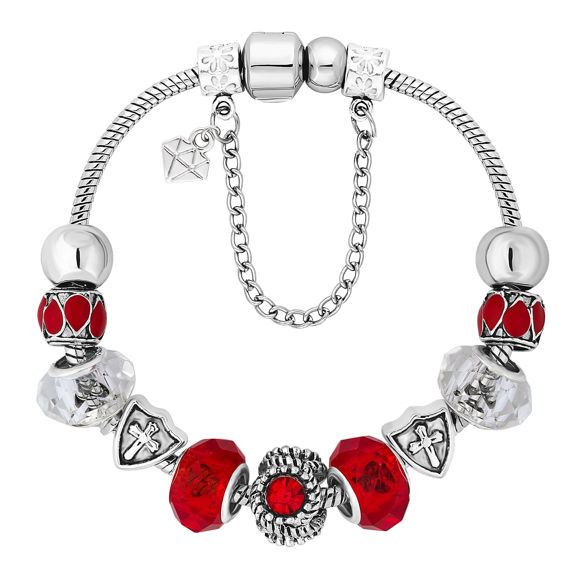 Charm Bracelet with Red Charms