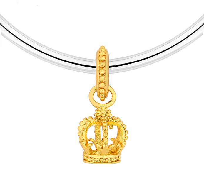 Charm Bracelet with Mixed Metal Charms on Solid Ba