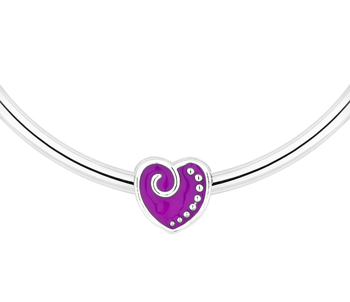 Charm Bracelet with Purple Charms on Solid Bangle