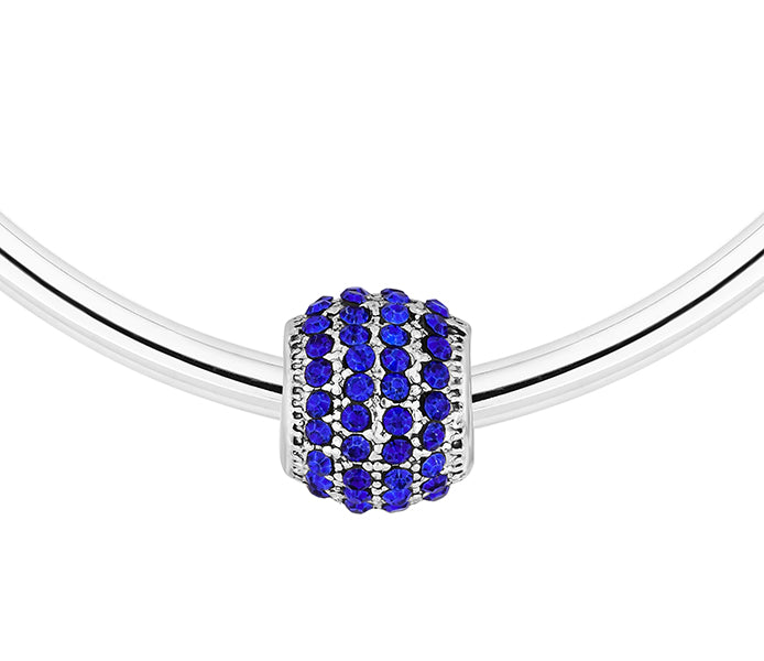 Charm Bracelet with Royal Blue Charms on Solid Ban