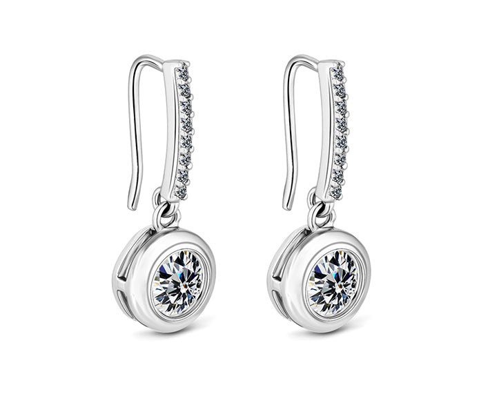 Circle surround drop earrings with crystals in rho
