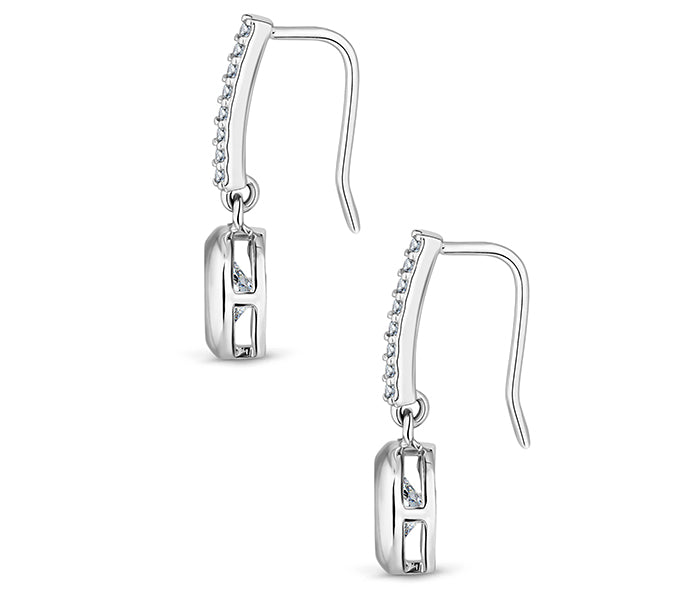 Circle surround drop earrings with crystals in rho