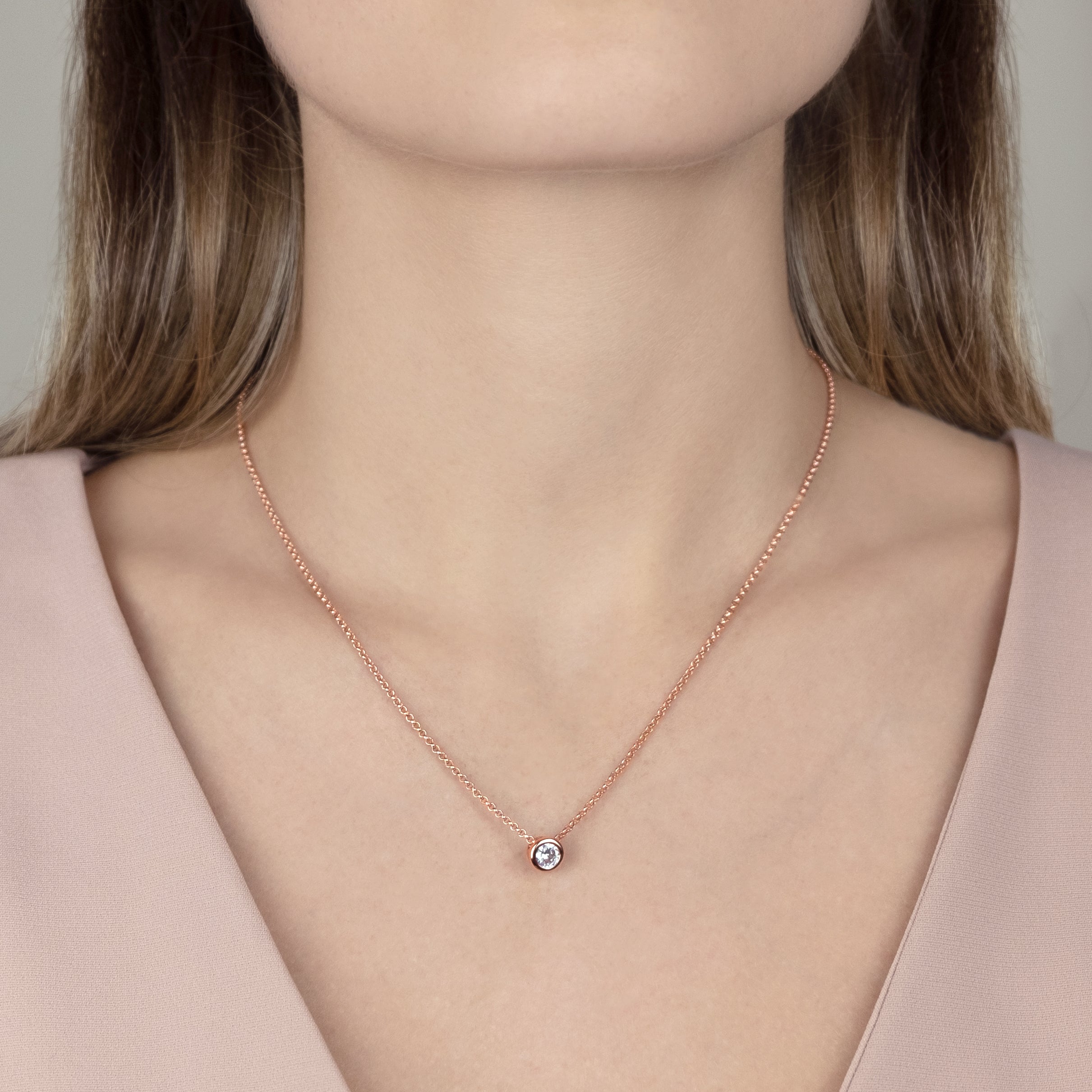 Circle Surround Pendant in Rose Gold Plating