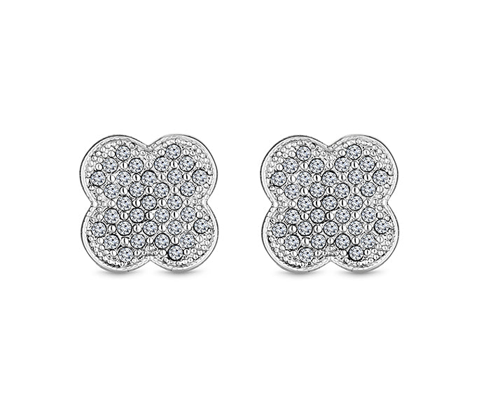 Clover Crystal Earrings in Rhodium Plating