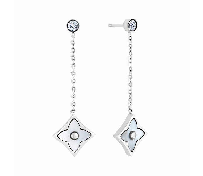 Clover Drop Earrings in Silver