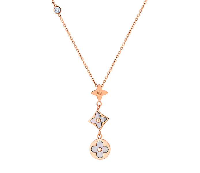 Clover Drop Necklace in Rose Gold