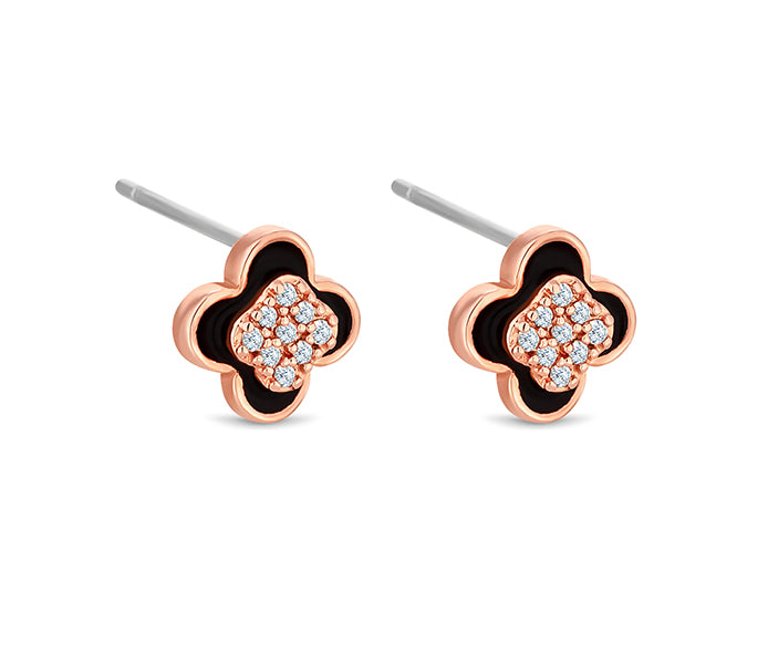 Clover Earrings in Rose Gold Plating