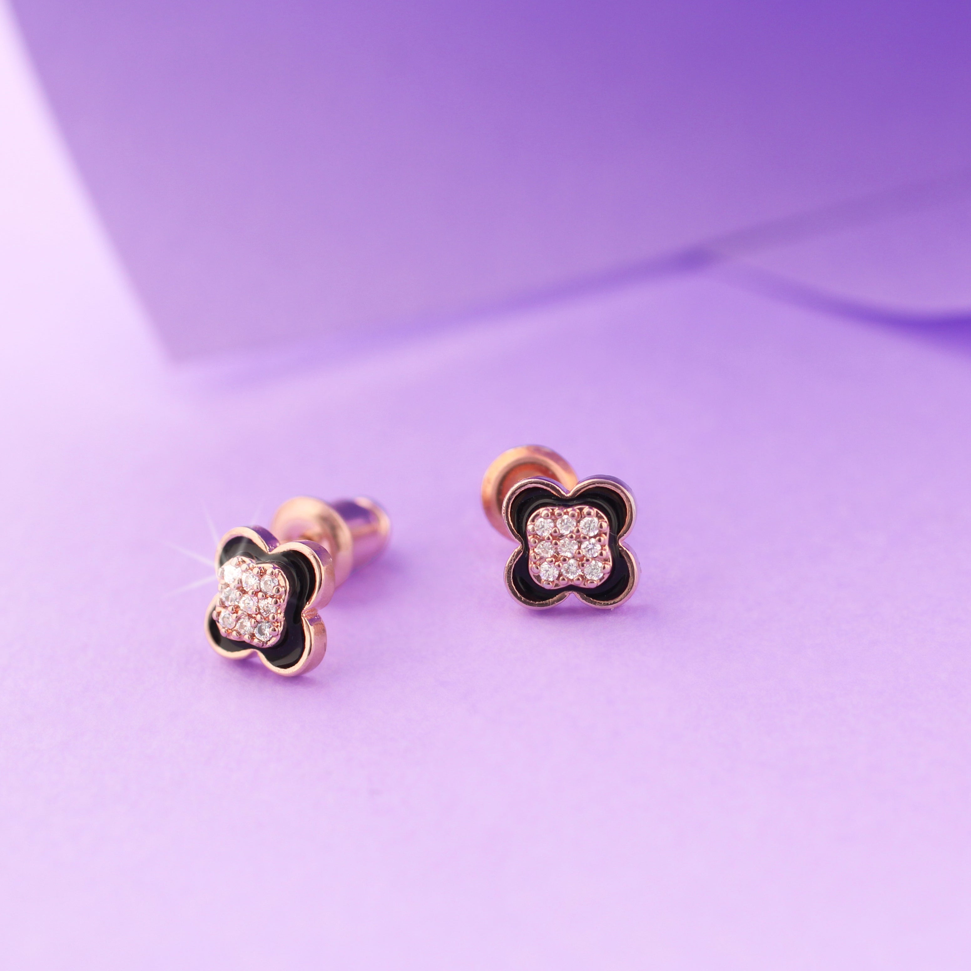 Clover Earrings in Rose Gold Plating