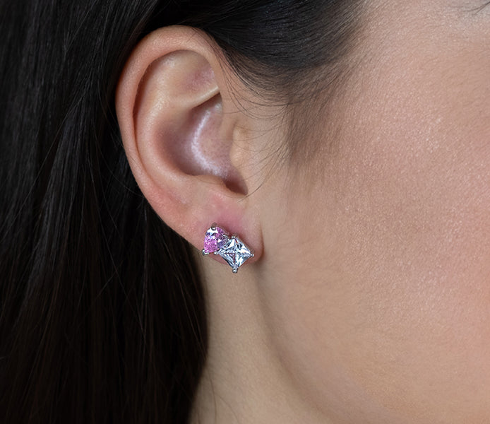 Cluster Earrings in Rhodium Plating