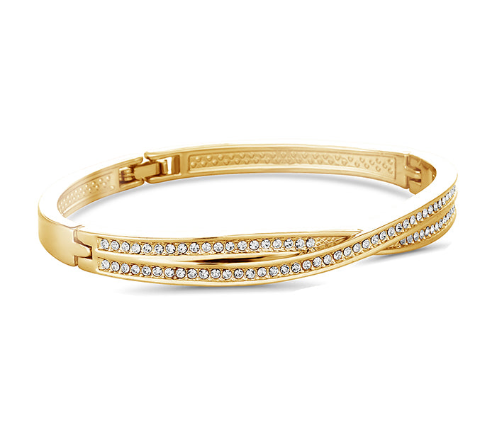 Criss Cross Bangle in Yellow Gold Plating