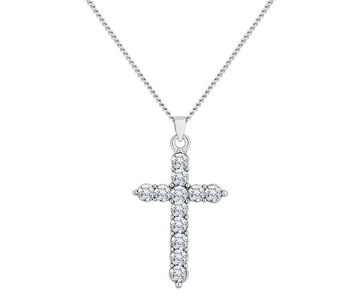 Cross Pendant in rhodium plating