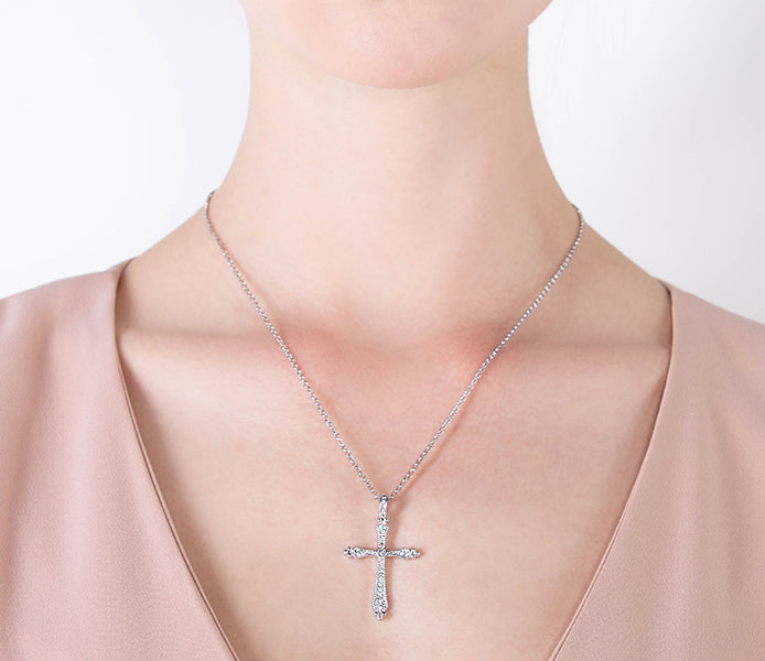 Large Cross Pendant with Crystals