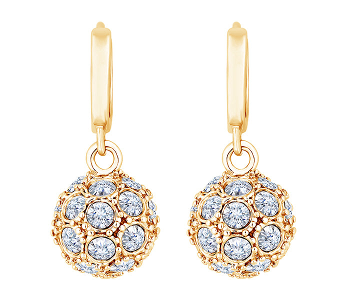 Crystal Ball Earrings in Yellow Gold Plating