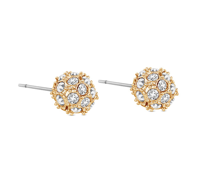 Crystal Ball Stud in Yellow Gold Plating